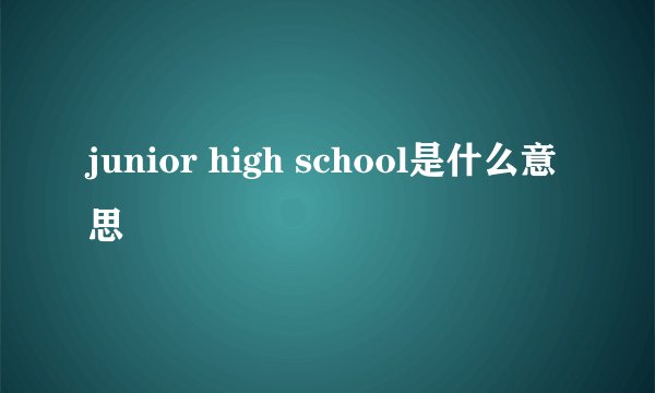 junior high school是什么意思