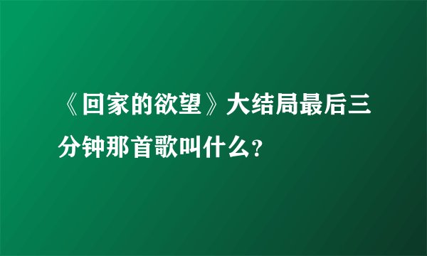 《回家的欲望》大结局最后三分钟那首歌叫什么？