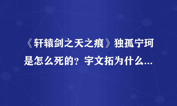 《轩辕剑之天之痕》独孤宁珂是怎么死的？宇文拓为什么断了一只手？