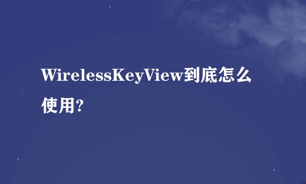 WirelessKeyView到底怎么使用?