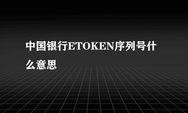 中国银行ETOKEN序列号什么意思