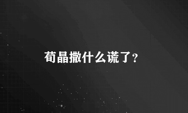 荀晶撒什么谎了？