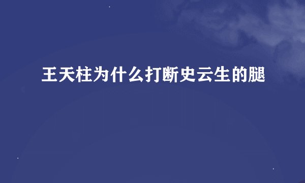 王天柱为什么打断史云生的腿