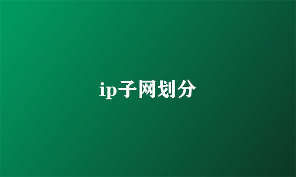 ip子网划分