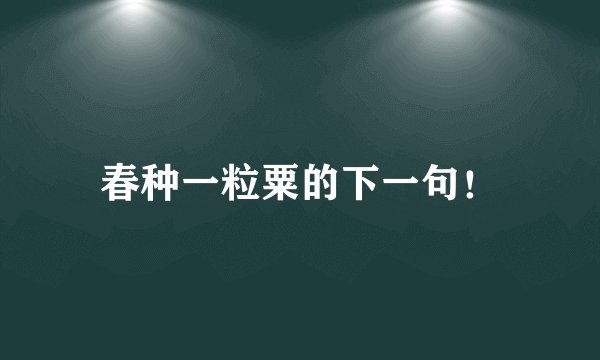 春种一粒粟的下一句！