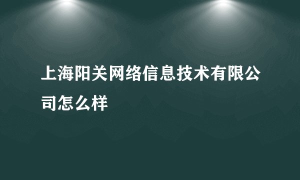 上海阳关网络信息技术有限公司怎么样