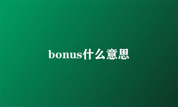 bonus什么意思