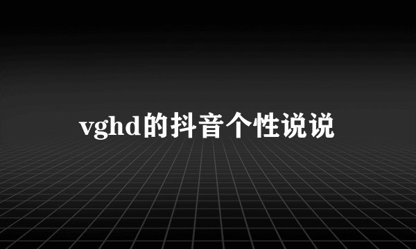vghd的抖音个性说说