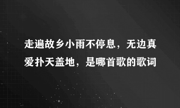 走遍故乡小雨不停息，无边真爱扑天盖地，是哪首歌的歌词