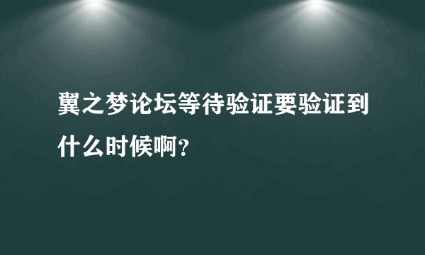 翼之梦论坛等待验证要验证到什么时候啊？