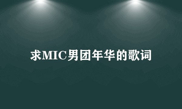 求MIC男团年华的歌词