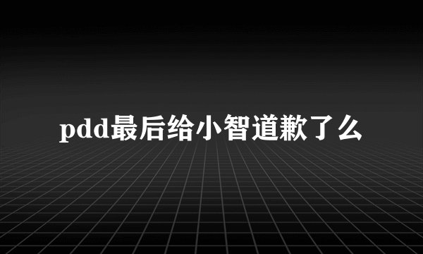pdd最后给小智道歉了么
