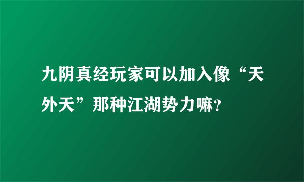 九阴真经玩家可以加入像“天外天”那种江湖势力嘛？