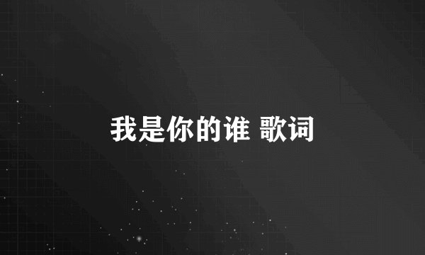 我是你的谁 歌词