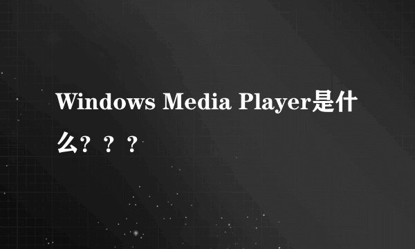 Windows Media Player是什么？？？