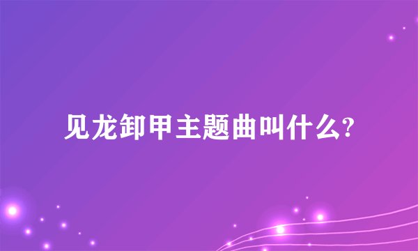 见龙卸甲主题曲叫什么?