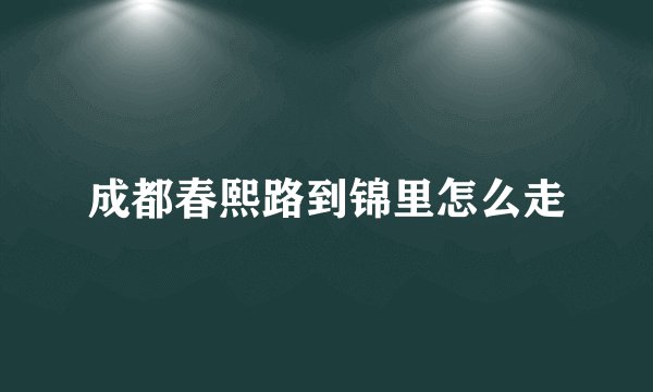 成都春熙路到锦里怎么走