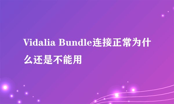 Vidalia Bundle连接正常为什么还是不能用