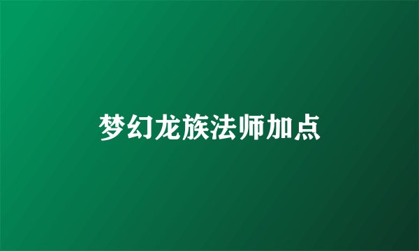 梦幻龙族法师加点