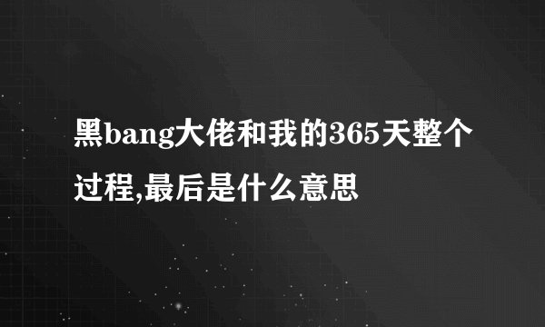 黑bang大佬和我的365天整个过程,最后是什么意思