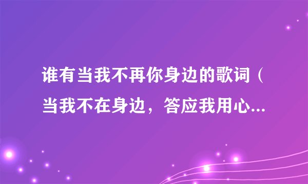 谁有当我不再你身边的歌词（当我不在身边，答应我用心去飞，生命若有新体验，你别拒绝······）？
