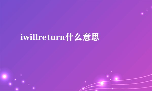 iwillreturn什么意思