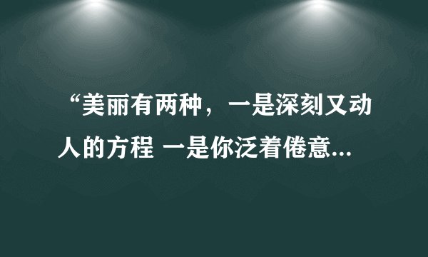 “美丽有两种，一是深刻又动人的方程 一是你泛着倦意淡淡的笑容”是谁说的？