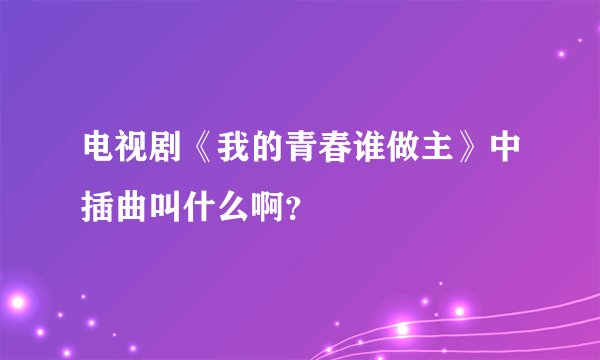 电视剧《我的青春谁做主》中插曲叫什么啊？