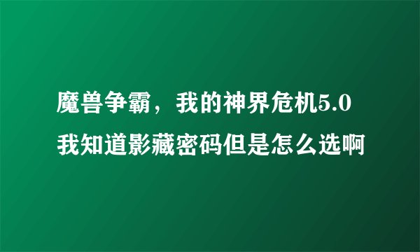 魔兽争霸，我的神界危机5.0我知道影藏密码但是怎么选啊