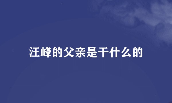 汪峰的父亲是干什么的