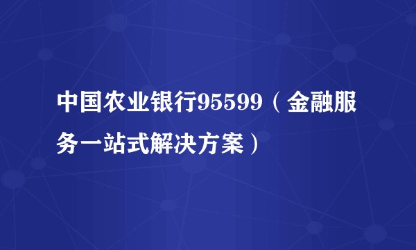 中国农业银行95599（金融服务一站式解决方案）
