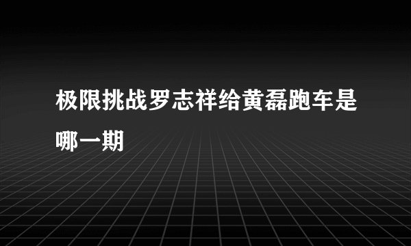 极限挑战罗志祥给黄磊跑车是哪一期