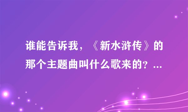 谁能告诉我，《新水浒传》的那个主题曲叫什么歌来的？里面好像有一句是“兄弟情啊…”