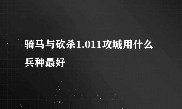 骑马与砍杀1.011攻城用什么兵种最好