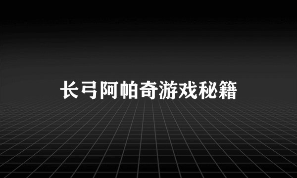 长弓阿帕奇游戏秘籍