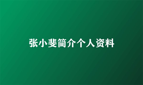 张小斐简介个人资料