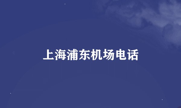 上海浦东机场电话
