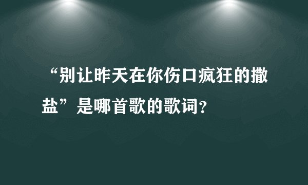 “别让昨天在你伤口疯狂的撒盐”是哪首歌的歌词？
