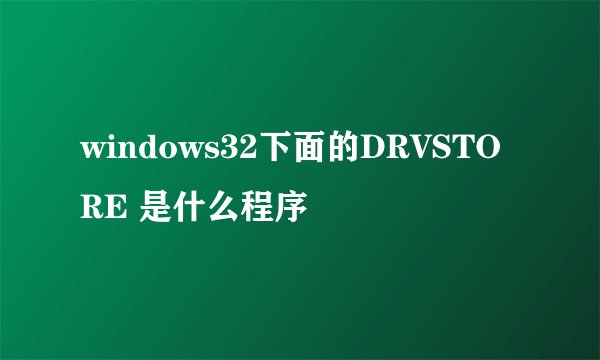 windows32下面的DRVSTORE 是什么程序