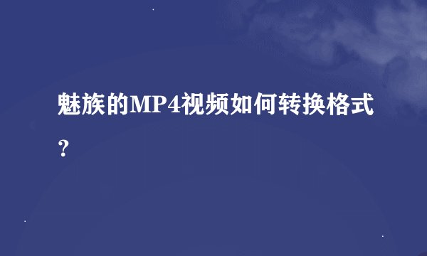 魅族的MP4视频如何转换格式？