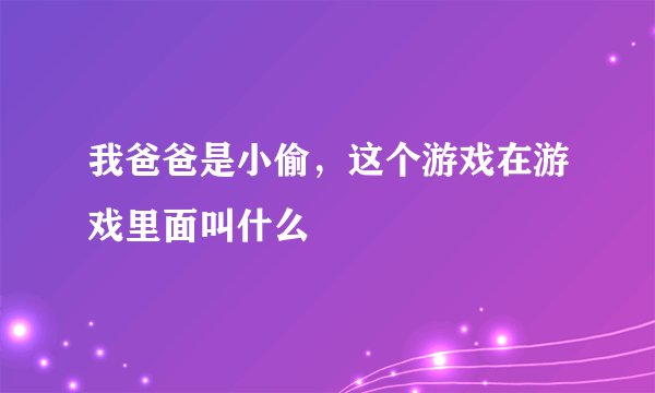 我爸爸是小偷，这个游戏在游戏里面叫什么