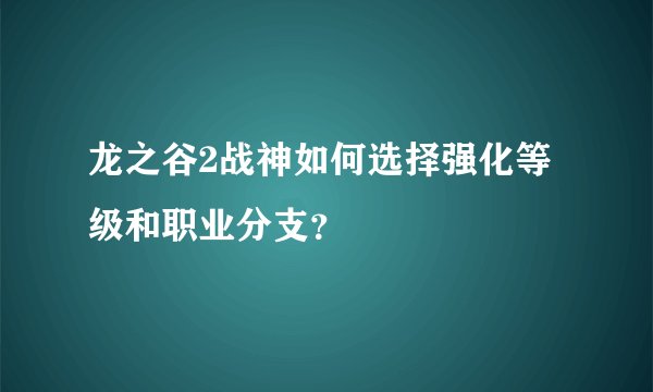 龙之谷2战神如何选择强化等级和职业分支？