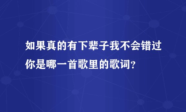 如果真的有下辈子我不会错过你是哪一首歌里的歌词？