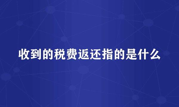 收到的税费返还指的是什么