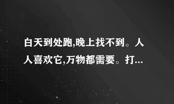 白天到处跑,晚上找不到。人人喜欢它,万物都需要。打一动物。