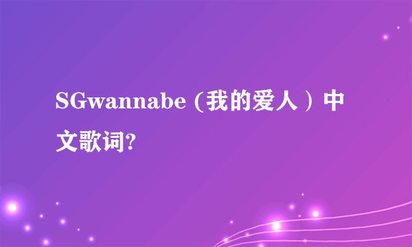 SGwannabe (我的爱人）中文歌词?