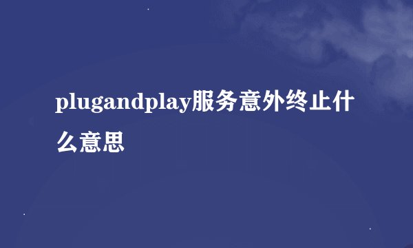 plugandplay服务意外终止什么意思