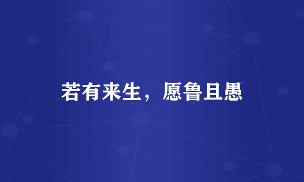 若有来生，愿鲁且愚