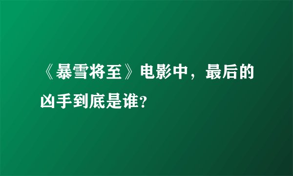《暴雪将至》电影中，最后的凶手到底是谁？
