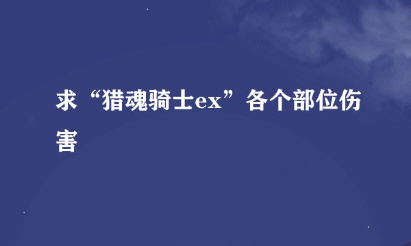 求“猎魂骑士ex”各个部位伤害